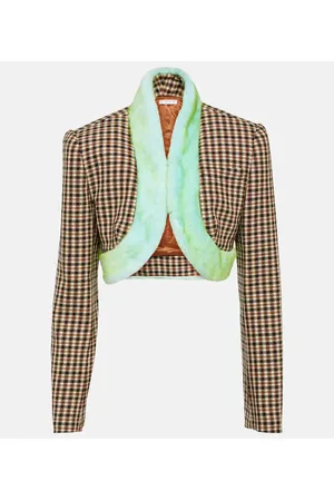 AREA Chaqueta cropped con pelo sintético