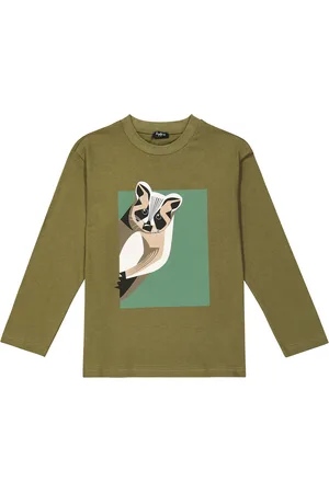 Il gufo Camiseta de jersey de algodón estampada