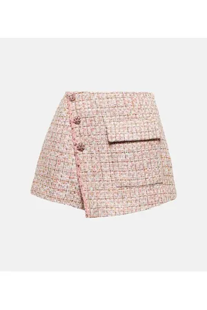 Self-Portrait Shorts en tweed de tiro alto adornados