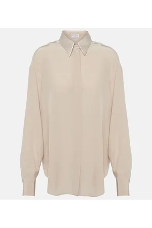Brunello Cucinelli Camisa de seda adornada