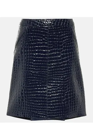 Tom Ford Minifalda de piel grabada de tiro alto
