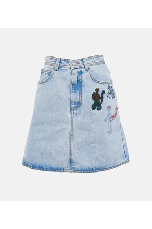 Marni Minifalda denim de tiro alto bordada