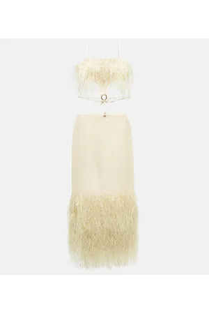 Jacquemus Vestido midi La Robe Raphia con flecos