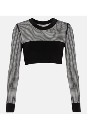 Norma Kamali Crop top de malla y jersey