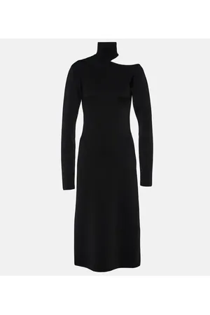 Salvatore Ferragamo Vestido midi de jersey con cuello mock
