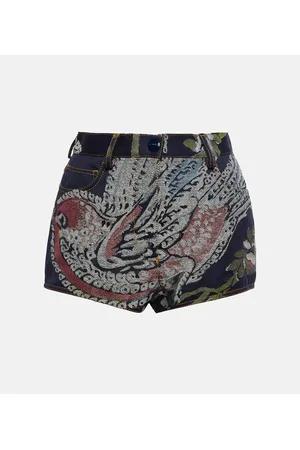 Etro Shorts en denim de tiro alto bordados