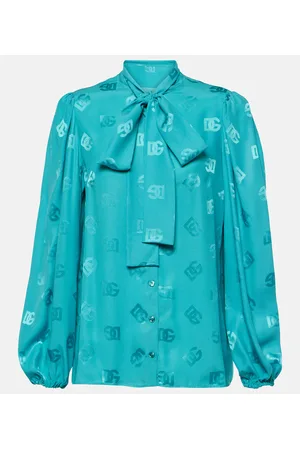 Dolce & Gabbana Blusa de seda con lazada y DG