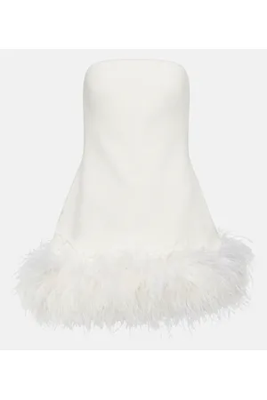 Safiyaa Vestido corto en crepé con plumas