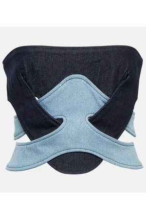 DION LEE Top corsé en denim sin tirantes