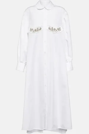 Simone Rocha Vestido midi de algodón con cristales