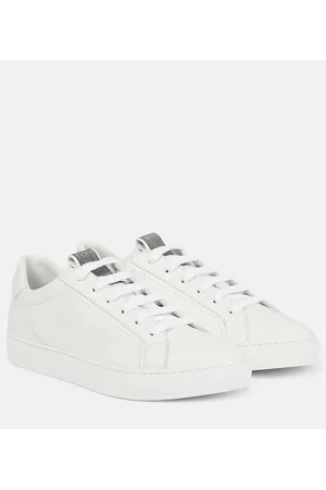 Brunello Cucinelli Zapatillas de piel con cuentas Monili