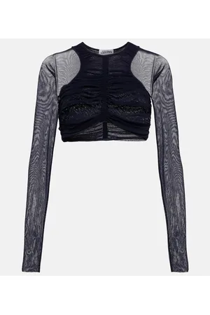 Jean Paul Gaultier Crop top de malla fruncido
