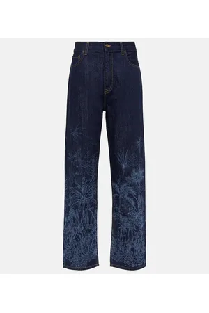 Alanui Jeans Jungle de tiro alto estampados