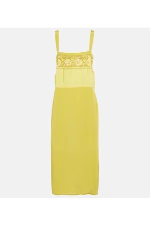 Maison Margiela Vestido midi en mezcla de seda y encaje