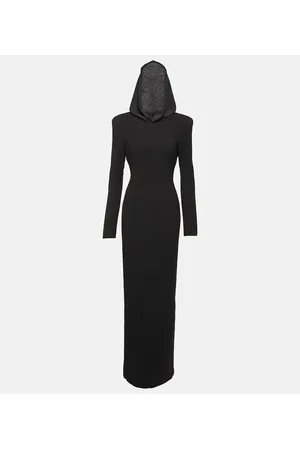 Monot Mônot Vestido largo de crepé con capucha