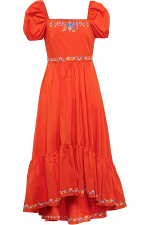 Caroline Constas Vestido midi Hayden bordado