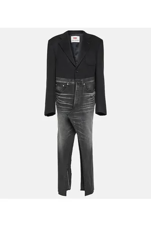 JUNYA WATANABE Vestido midi de denim y lana