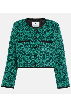 Marine Serre Chaqueta en jacquard de algodón cropped
