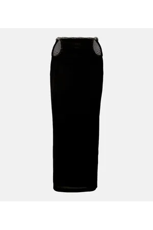 DION LEE Falda midi de jersey con abertura