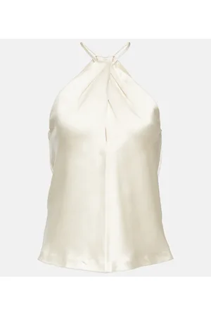 NILI LOTAN Top Edwige de seda con cuello halter