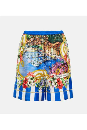 Dolce & Gabbana Portofino shorts de seda con tiro alto