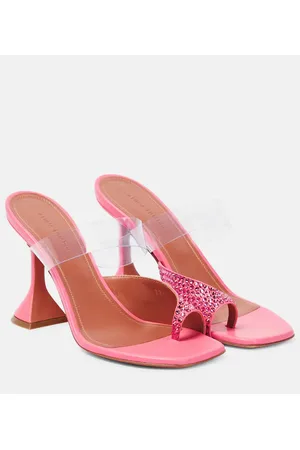 Amina Muaddi Mules Paloma de piel y PVC