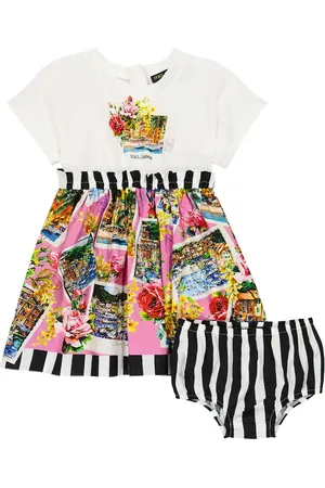 Dolce & Gabbana Bebé - Portofino set de vestido y braga de algodón
