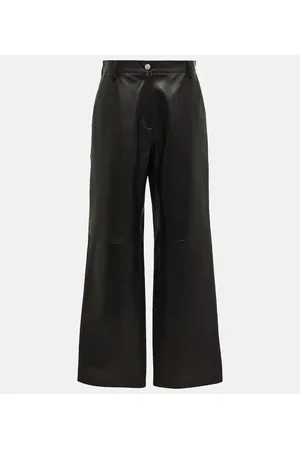MAGDA BUTRYM Pantalones anchos en piel de tiro alto