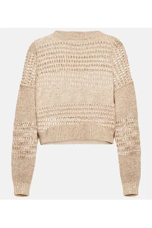 Brunello Cucinelli Jersey en mezcla de lino con lentejuelas