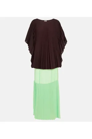 DRIES VAN NOTEN Vestido midi de popelín plisado