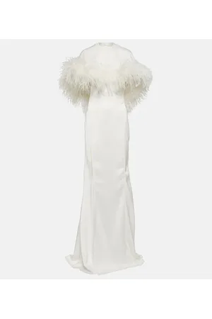 The Attico Vestido de fiesta con ribete de plumas