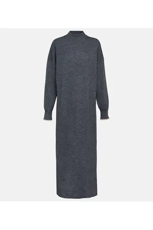 Brunello Cucinelli Vestido midi de alpaca y algodón