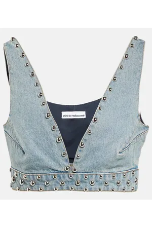 Paco rabanne Top de denim con tachuelas