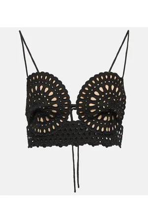 Stella McCartney Crop top con bordado inglés
