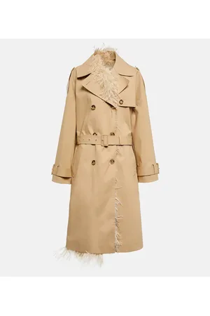 VALENTINO Gabardina en lona de algodón con plumas