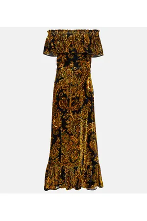 Etro Vestido largo de terciopelo paisley