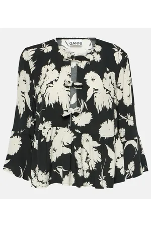 Ganni Blusa de crepé floral