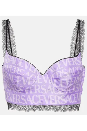 VERSACE Bralette en satén de seda con logo