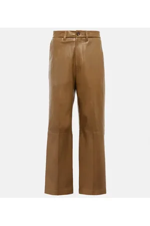 Ralph Lauren Pantalones anchos de piel con tiro alto