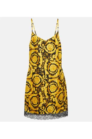 VERSACE Vestido corto lencero Barocco de seda