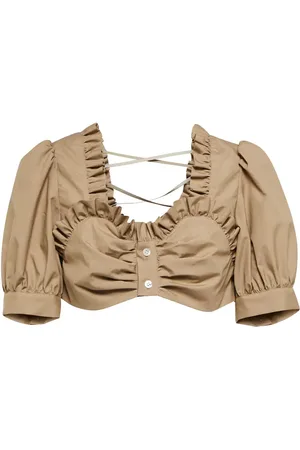 NOIR KEI NINOMIYA Crop top de algodón fruncido