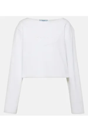 Prada Camiseta cropped de jersey de algodón