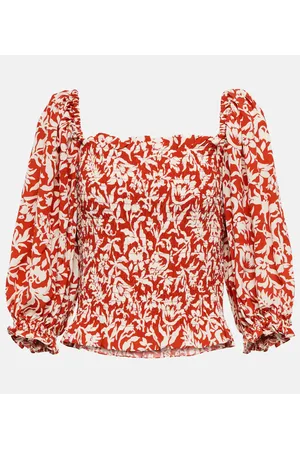 Ralph Lauren Top de crepé floral fruncido