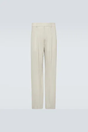 Bottega Veneta Pantalones de mezcla de seda y lana mouliné