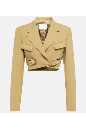 DION LEE Blazer Interlock cropped con cinturón
