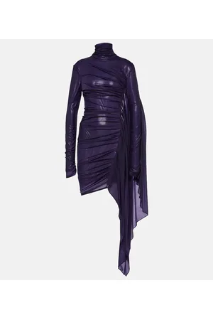MUGLER Vestido corto asimétrico de chifón