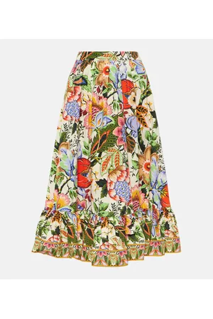 Etro Falda midi de algodón de tiro alto