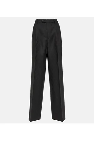 Gucci Pantalones rectos de lana en jacquard GG