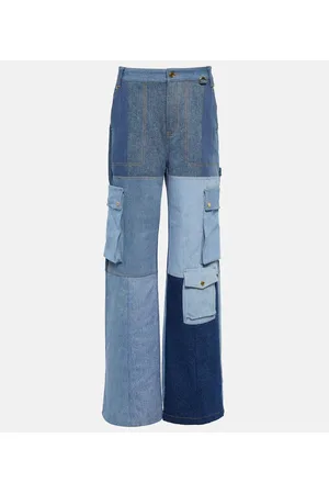 Marine Serre Jeans anchos de tiro alto con monograma
