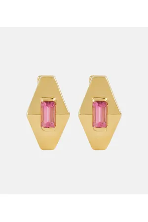 Aliita Pendientes Deco Rombo Mini de oro de 9 ct con turmalina